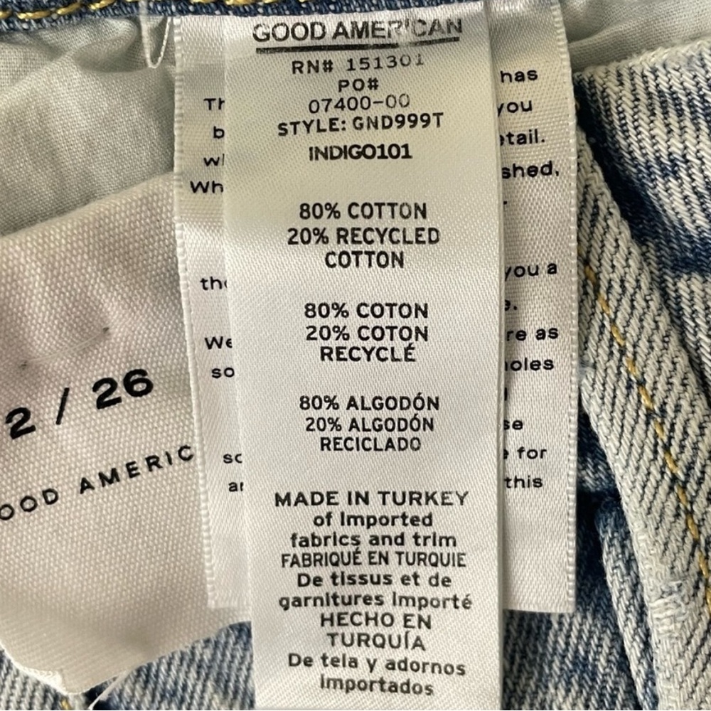 GOOD AMERICAN NWT GOOD 90’s DUSTER CROP STRAIGHT LEG JEANS INDIGO 101 2/26 - Picture 10 of 11